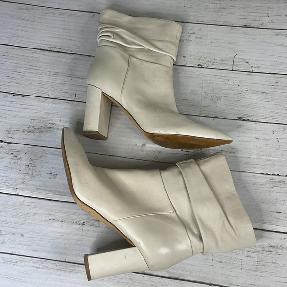 Marc Fisher Pointed Toe Slouchy Cream Ankle Boots - Picture 8 of 14